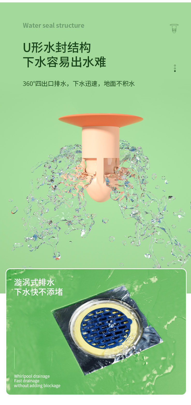 Upgraded Deodorant Floor Drain Core Bathroom Sewer Filter Insect-Proof Toilet Anti-Odor Floor Drain Cover