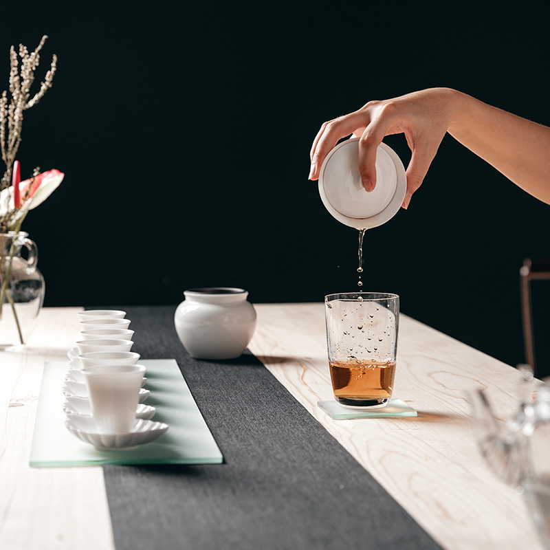 Dehua Sheep Fat Jade HandCarved Auspicious Cloud Cover Bowl Thin Tire Not Hot Tea Bowl Kung Fu Tea Set Ceramic Whiteware