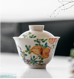 Dehua Sheep Fat Jade HandCarved Auspicious Cloud Cover Bowl Thin Tire Not Hot Tea Bowl Kung Fu Tea Set Ceramic Whiteware