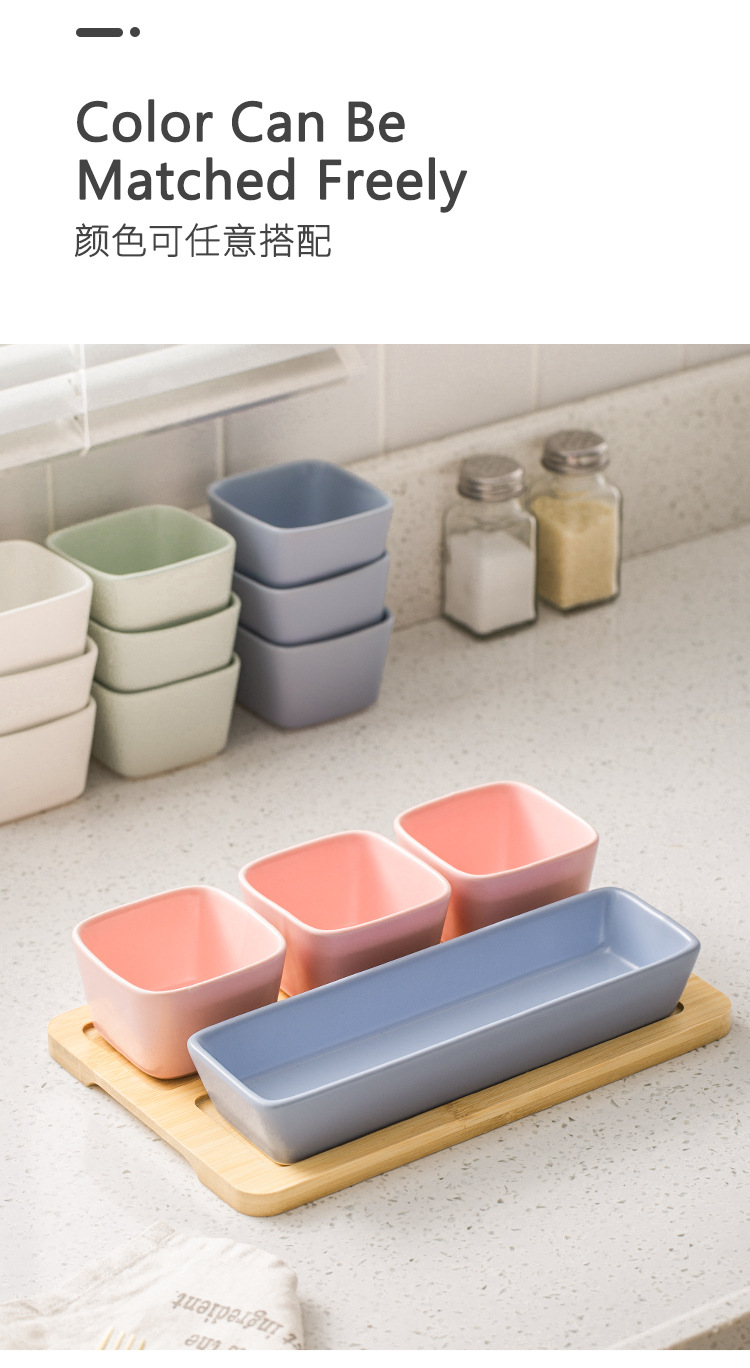 European simple snack plate snack plate matte glazed square dried fruit bowl wooden tray set for household living room European simple snack plate snack plate matte glazed square dried fruit bowl wooden tray set for household living room