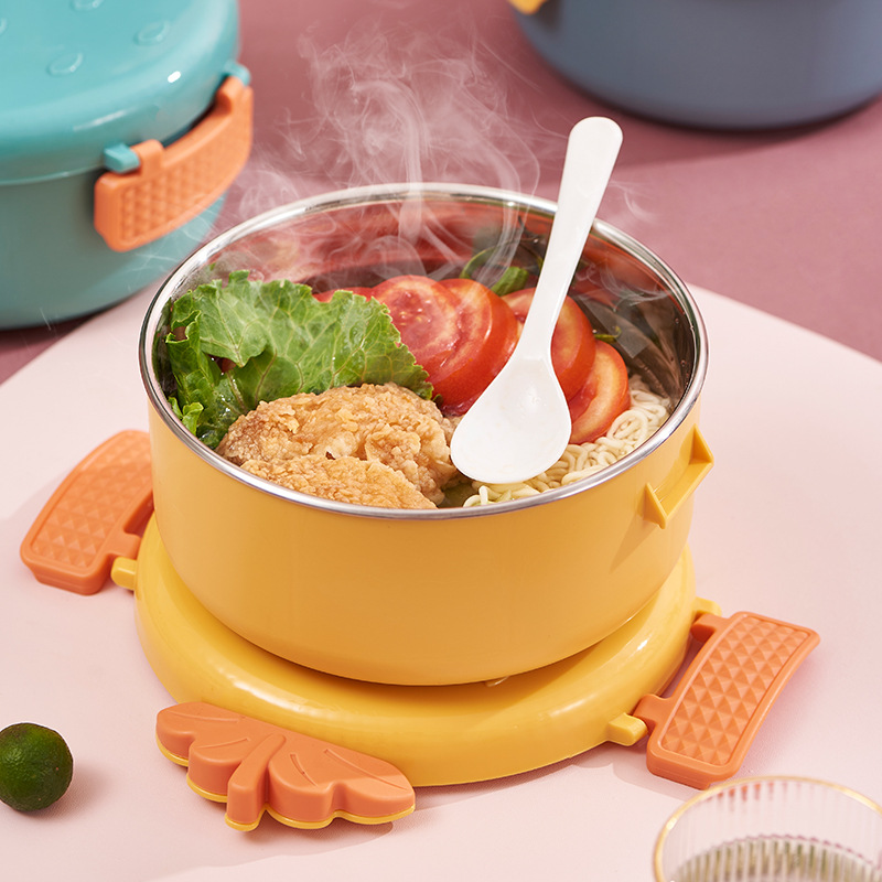 Stainless Steel Snap Joint Insulation with Lid Student Strawberry Rice Bowl Cute Fun Instant Noodle Bowl Sealed Portable Dining Bowl Wholesale