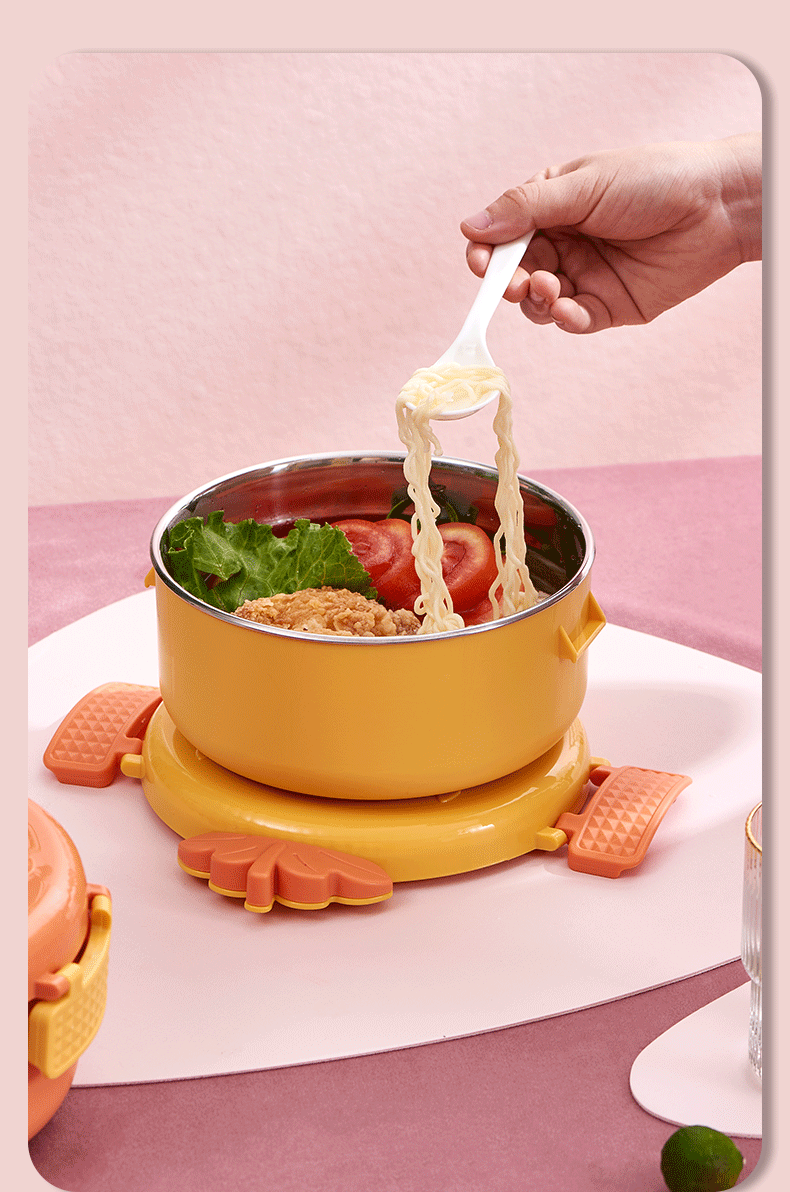Stainless Steel Snap Joint Insulation with Lid Student Strawberry Rice Bowl Cute Fun Instant Noodle Bowl Sealed Portable Dining Bowl Wholesale