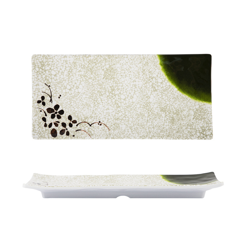 Japanese amine resin rectangular sushi plate rectangular flat plate creative snack plate dessert plate hotpot cutlery