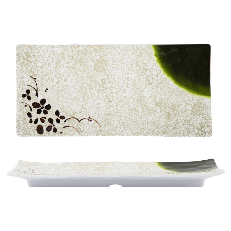 Japanese amine resin rectangular sushi plate rectangular flat plate creative snack plate dessert plate hotpot cutlery