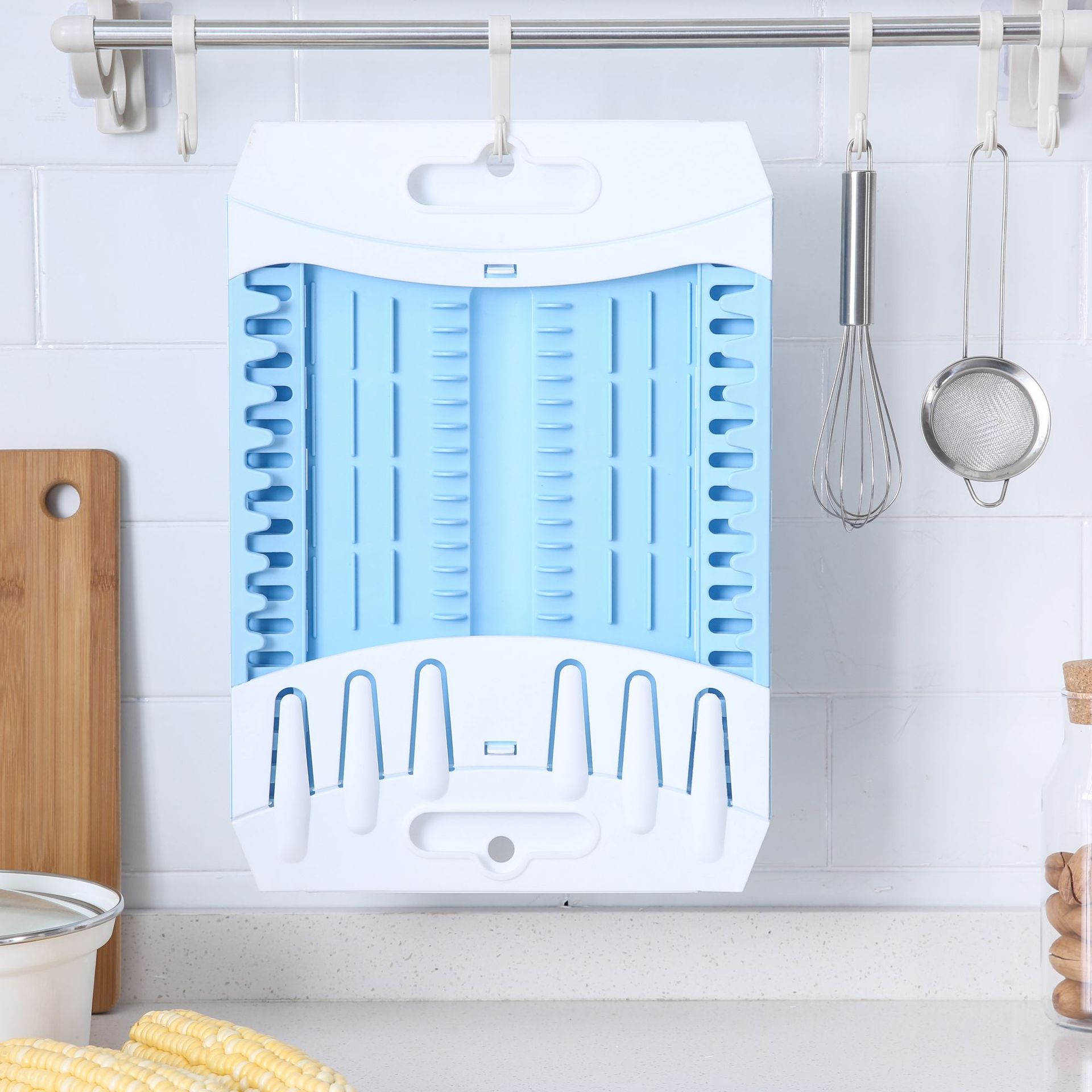 Foreign Trade Foldable Kitchen Drain Bowl Rack Tableware Storage Box Wall-Mounted Bowl Rack Tableware Stand