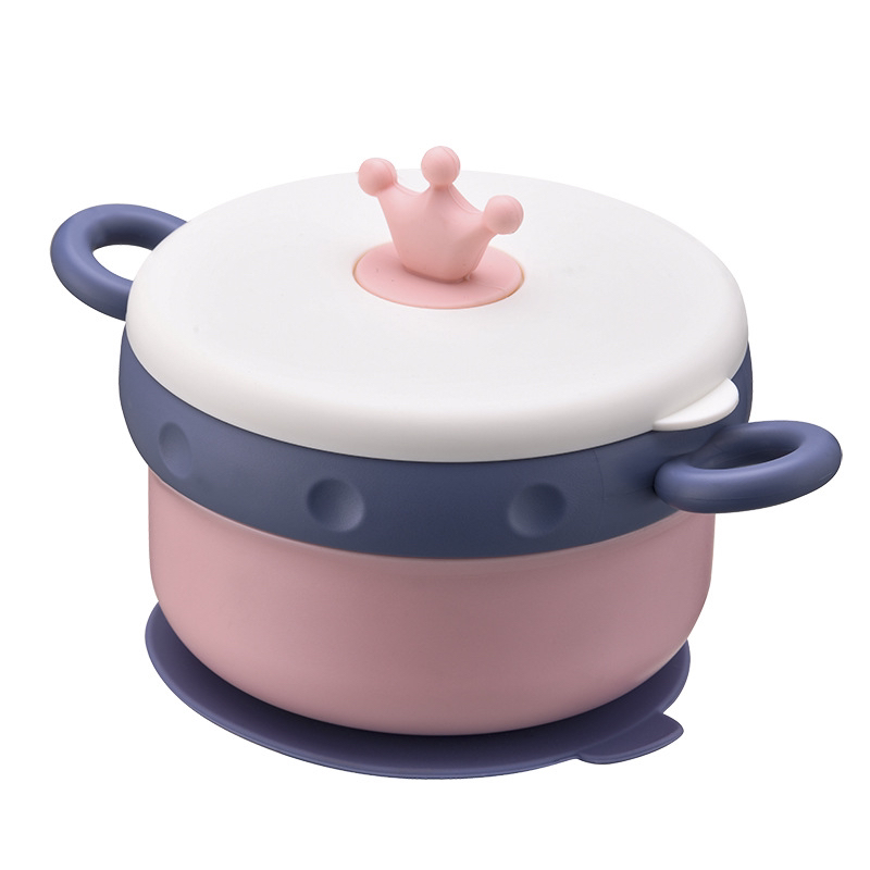 Baby Food Bowl Baby Water Injection Thermal Insulation Bowl Spoon Set Removable Drop-Proof and Hot-Proof Eating Infant Children Tableware