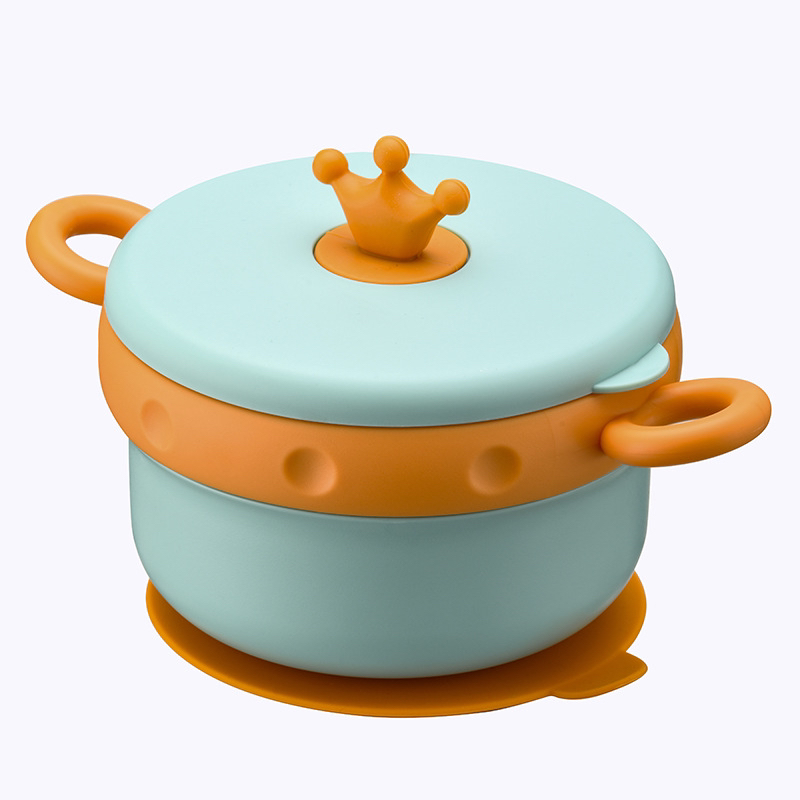 Baby Food Bowl Baby Water Injection Thermal Insulation Bowl Spoon Set Removable Drop-Proof and Hot-Proof Eating Infant Children Tableware