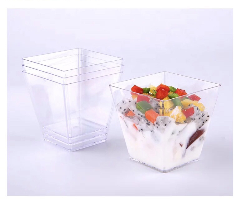 Disposal Plastic Bowl Mini PS Sushi Bowl with Lid Sauce Dessert Bowl Transparent Dessert Packaging Ice Cream Cup