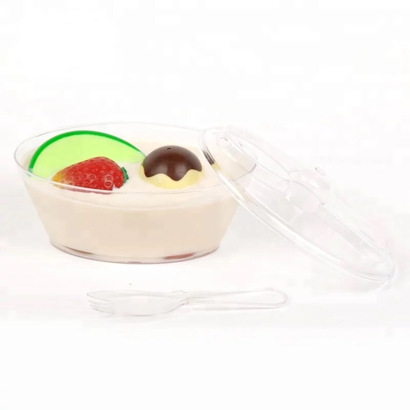 Disposal Plastic Bowl Mini PS Sushi Bowl with Lid Sauce Dessert Bowl Transparent Dessert Packaging Ice Cream Cup
