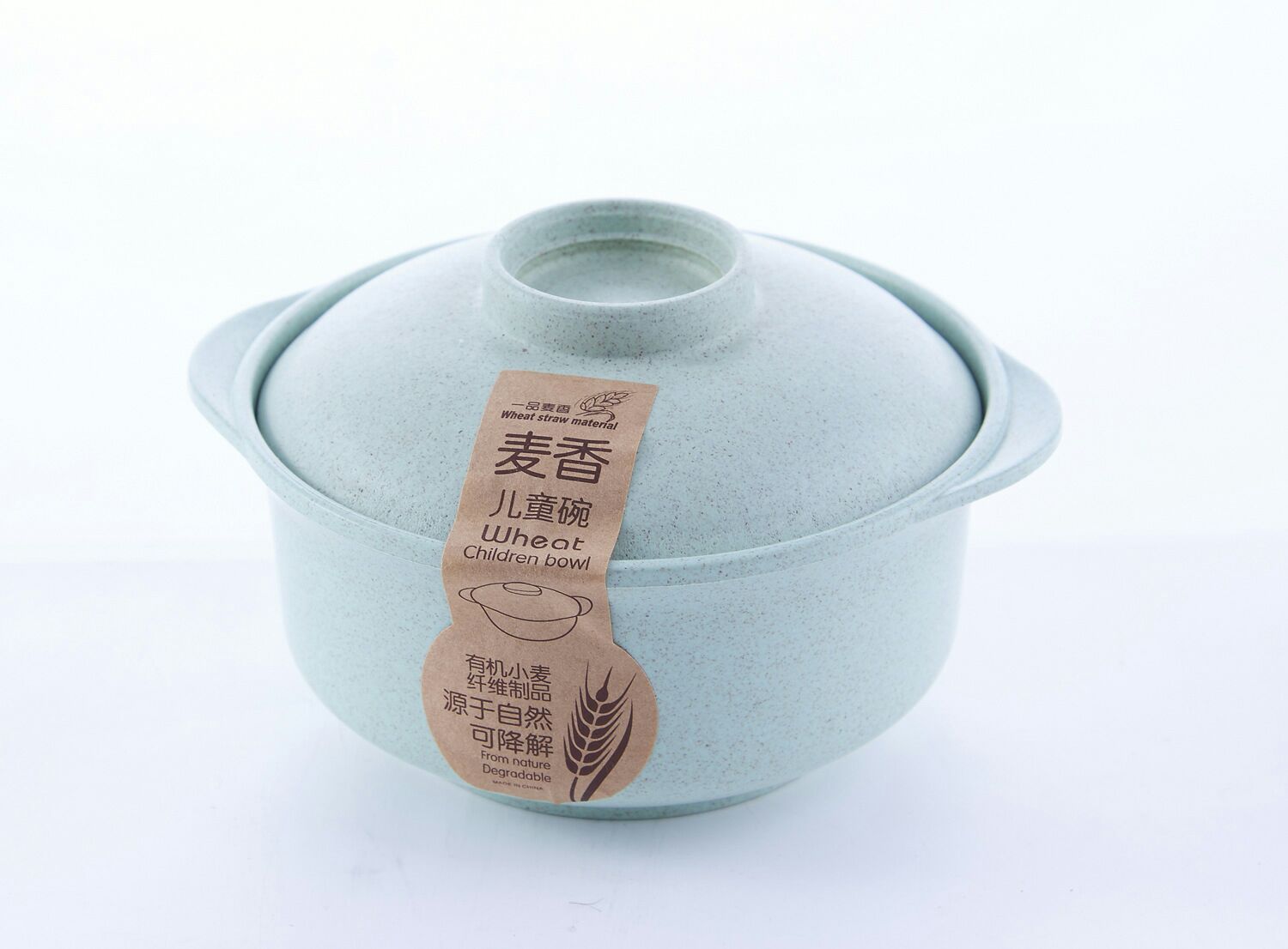 TJL5459 Japanese environmentally friendly and healthy wheat straw thermal insulation bubble bowl household bowl with a cover wheat fragrance bowl