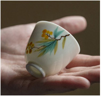 Twilight Cangzhai Jingdezhen Handmade Thin Tire Apricot White Cover Bowl Kung Fu Tea Set Tea Cup Tea Bowl
