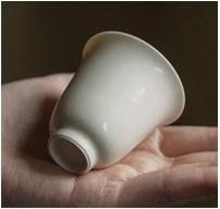 Twilight Cangzhai Jingdezhen Handmade Thin Tire Apricot White Cover Bowl Kung Fu Tea Set Tea Cup Tea Bowl