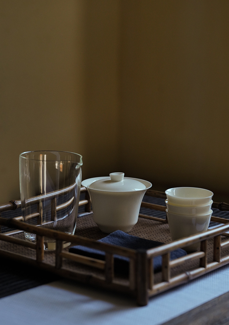 Twilight Cangzhai Jingdezhen Handmade Thin Tire Apricot White Cover Bowl Kung Fu Tea Set Tea Cup Tea Bowl