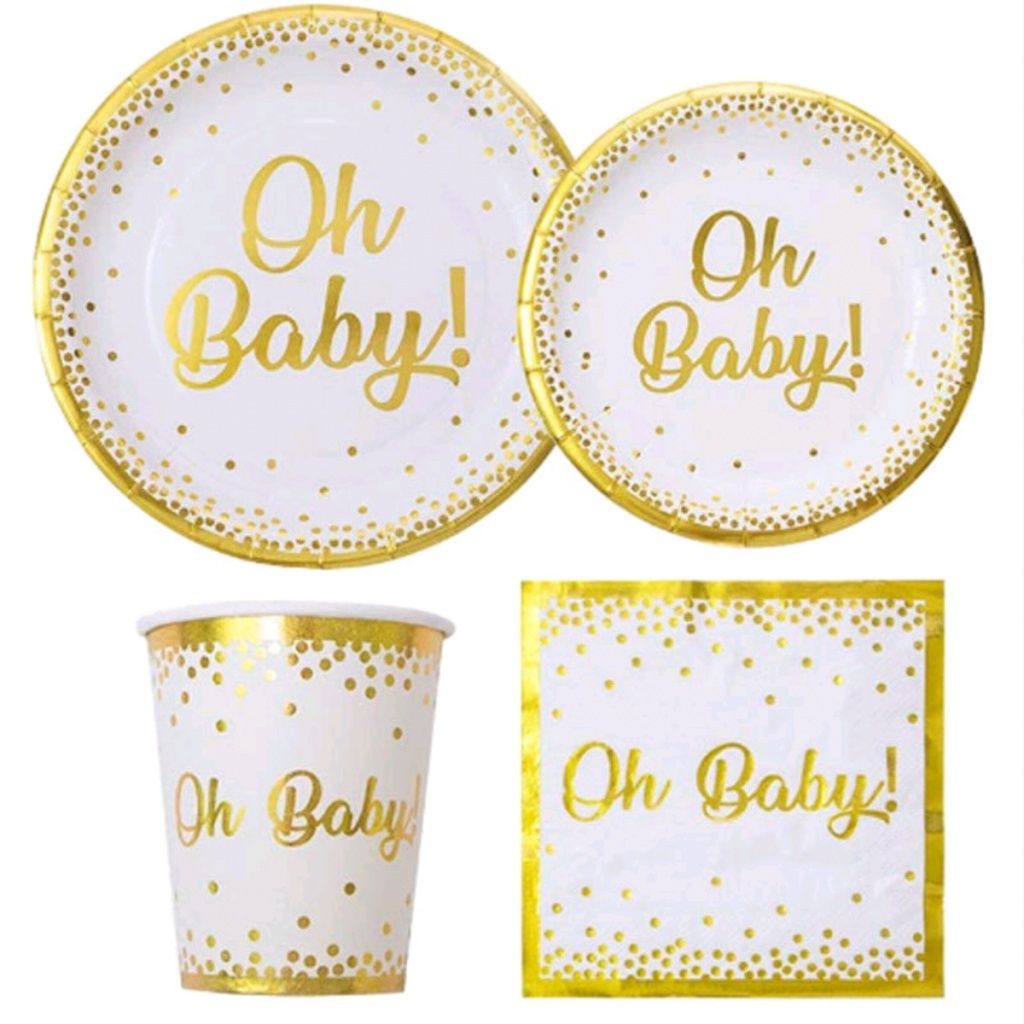 Party Decoration Supplies Hot Gold Foil Plate Oh Baby! Disposable Tableware Suit Bronzing Knife, Fork and Spoon Paper Cup Plate Party Decoration Supplies Hot Gold Foil Plate Oh Baby! Disposable Tableware Suit Bronzing Knife, Fork and Spoon Paper Cup Plate