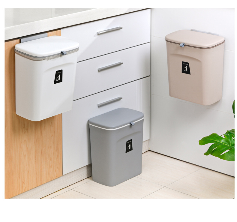 Creative Large Wall Mount Trash Can Kitchen with Lid Household Trash Can Sliding Lid Toilet Toilet Bin Hanging