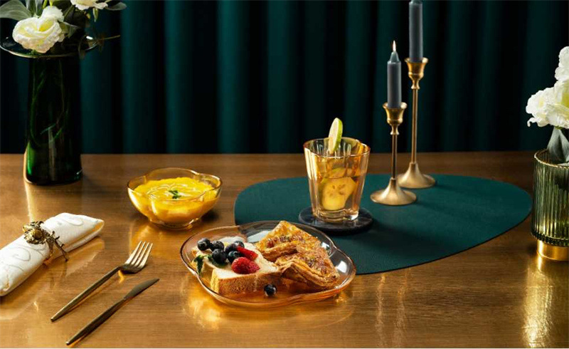 Heat-Resistant Golden Tableware Glass Bowl Plate Amber Pot Gift Set New Year&#039;s Day National Day Mid-Autumn Festival Dragon Boat Festival Gift