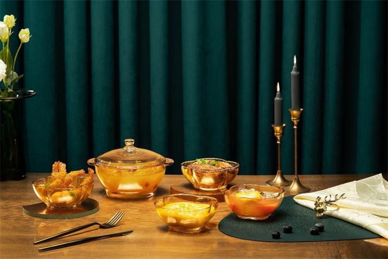 Heat-Resistant Golden Tableware Glass Bowl Plate Amber Pot Gift Set New Year's Day National Day Mid-Autumn Festival Dragon Boat Festival Gift Heat-Resistant Golden Tableware Glass Bowl Plate Amber Pot Gift Set New Year's Day National Day Mid-Autumn Festival Dragon Boat Festival Gift