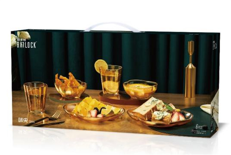Heat-Resistant Golden Tableware Glass Bowl Plate Amber Pot Gift Set New Year's Day National Day Mid-Autumn Festival Dragon Boat Festival Gift Heat-Resistant Golden Tableware Glass Bowl Plate Amber Pot Gift Set New Year's Day National Day Mid-Autumn Festival Dragon Boat Festival Gift