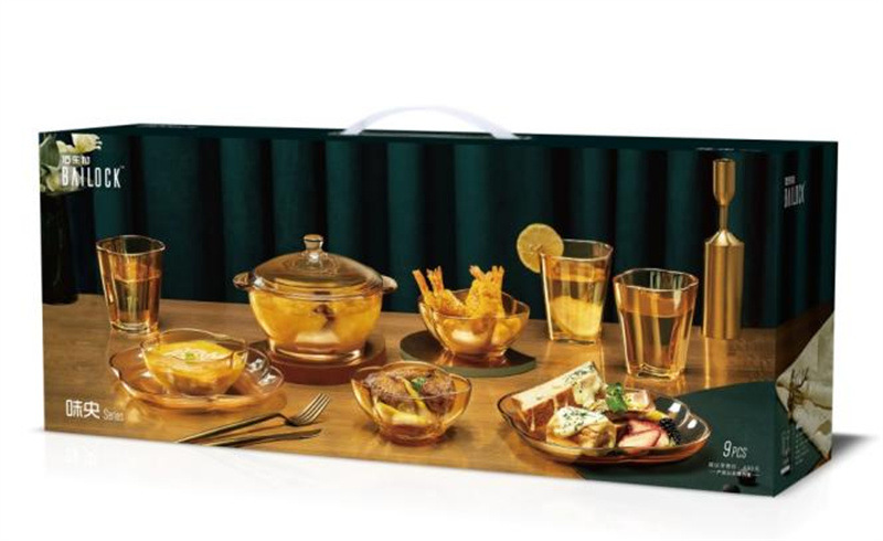 Heat-Resistant Golden Tableware Glass Bowl Plate Amber Pot Gift Set New Year's Day National Day Mid-Autumn Festival Dragon Boat Festival Gift Heat-Resistant Golden Tableware Glass Bowl Plate Amber Pot Gift Set New Year's Day National Day Mid-Autumn Festival Dragon Boat Festival Gift