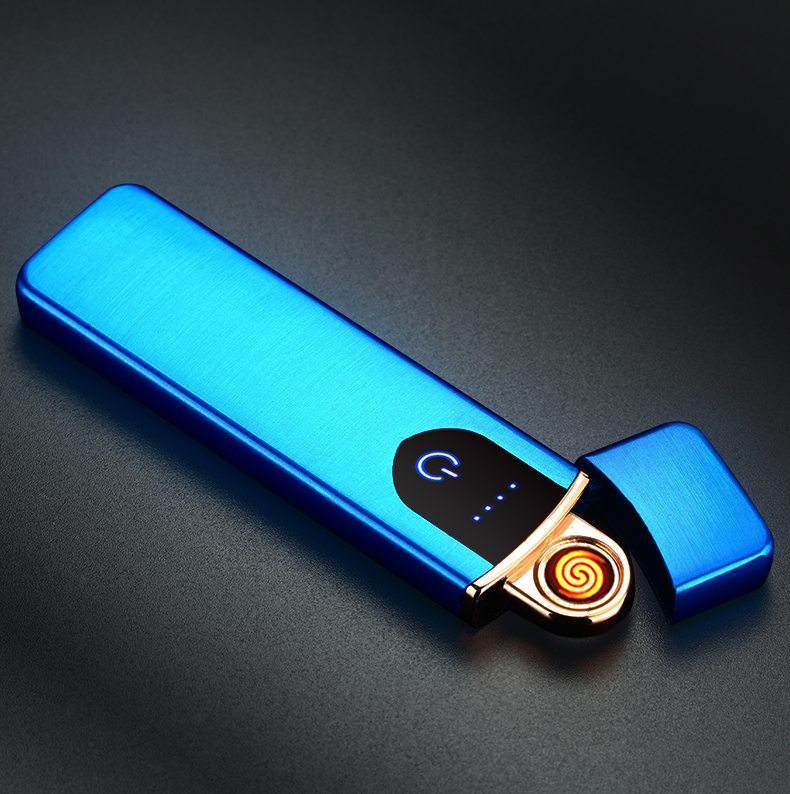 Fingerprint sensor strip charging lighter usb cigarette lighting battery display metal ultra-thin custom LOGO Fingerprint sensor strip charging lighter usb cigarette lighting battery display metal ultra-thin custom LOGO