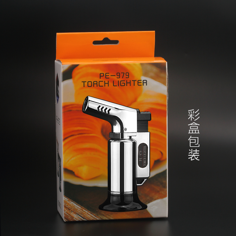 High temperature three-straight windproof metal inflatable point cigar outdoor barbecue welding torch gun torch lighter