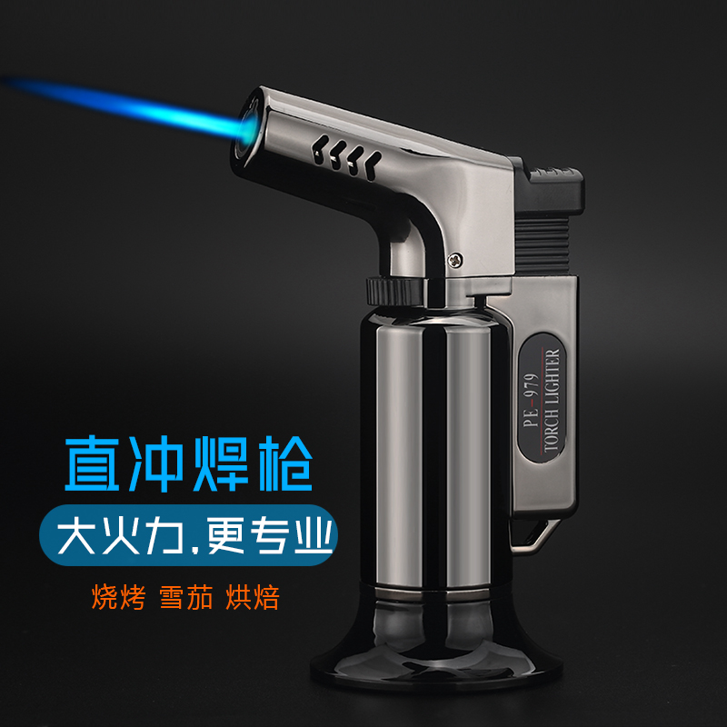 High temperature three-straight windproof metal inflatable point cigar outdoor barbecue welding torch gun torch lighter