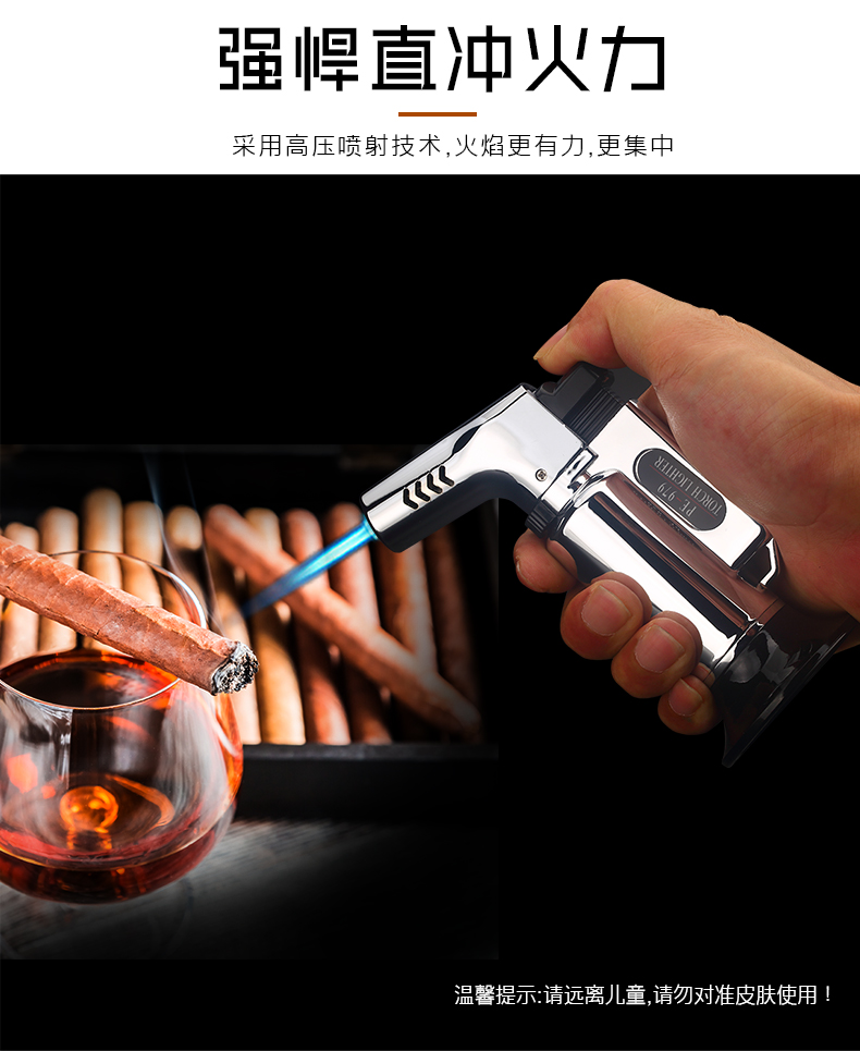 High temperature three-straight windproof metal inflatable point cigar outdoor barbecue welding torch gun torch lighter High temperature three-straight windproof metal inflatable point cigar outdoor barbecue welding torch gun torch lighter