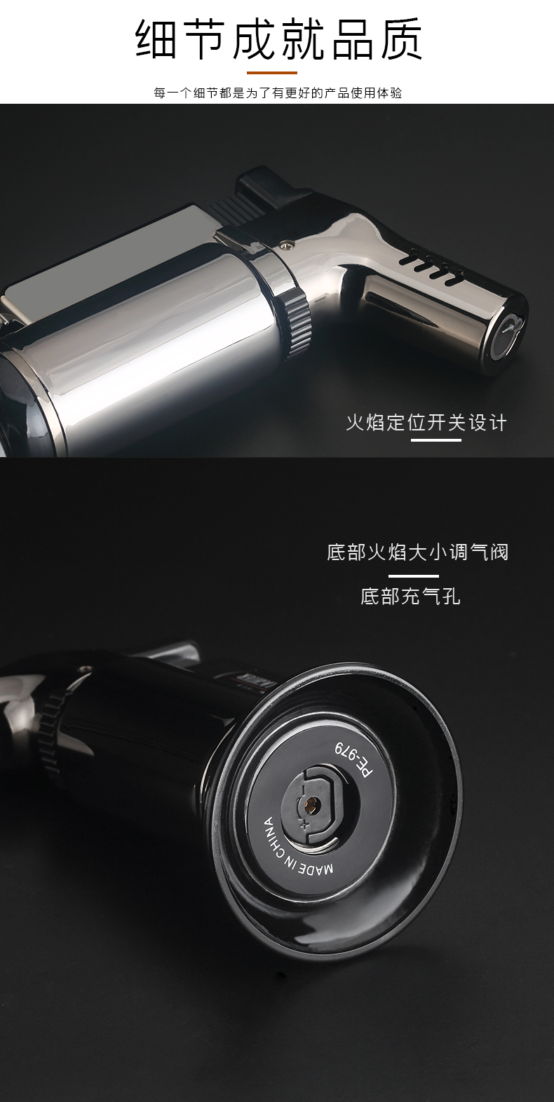 High temperature three-straight windproof metal inflatable point cigar outdoor barbecue welding torch gun torch lighter High temperature three-straight windproof metal inflatable point cigar outdoor barbecue welding torch gun torch lighter