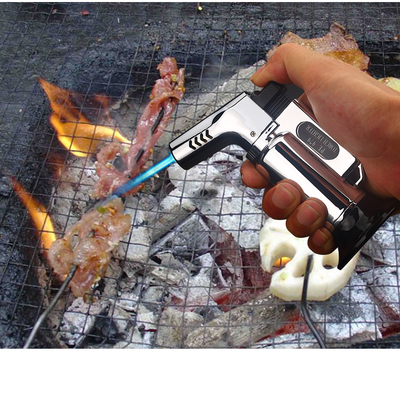 High temperature three-straight windproof metal inflatable point cigar outdoor barbecue welding torch gun torch lighter High temperature three-straight windproof metal inflatable point cigar outdoor barbecue welding torch gun torch lighter