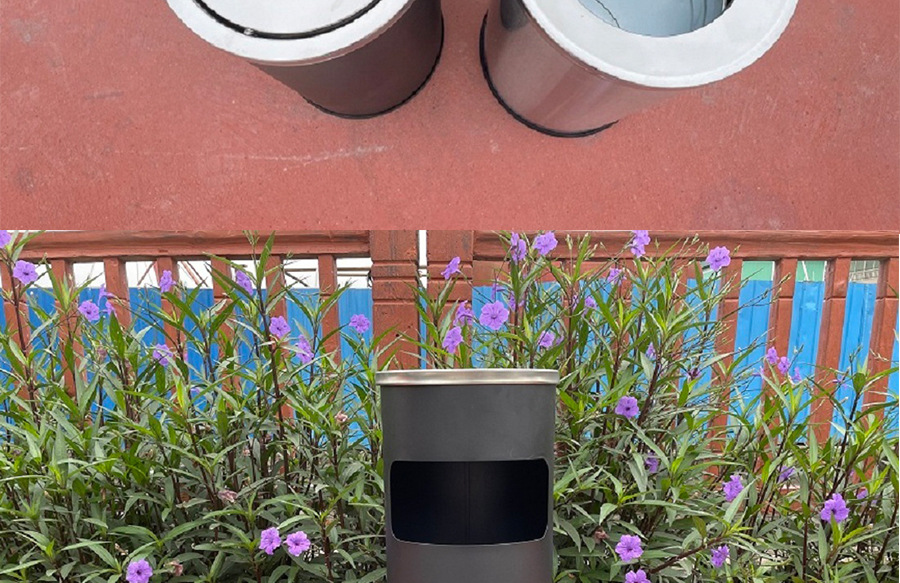 Simple Stainless Steel round Direct Projection Rocker Cover Type Hong Kong-Style Dustbin Hotel Mall Square Vertical Floor Garbage Bin