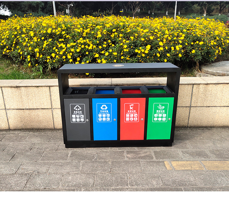 Wholesale Three Or Four Categories Outdoor Trash Bin Dry and Wet Environmental Protection Sanitation Community Dustbin Four Sorting Trash Bin