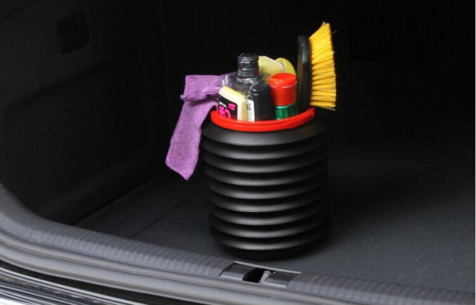 Vehicle mounted telescopic box trash car magic folding bucket sundries telescopic dustbin