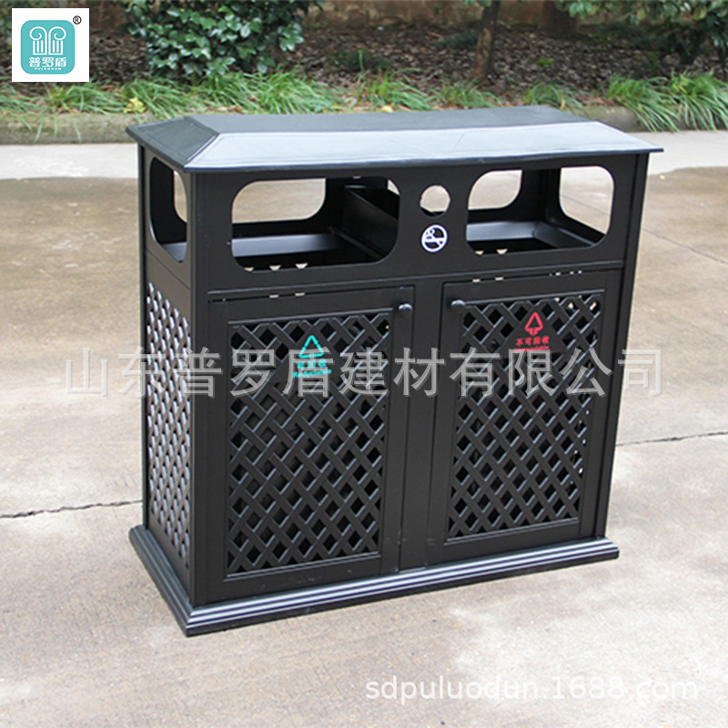 Outdoor cast aluminum garbage classification garbage double barrel garden garden dustbin aluminum art fruit box community garbage canister