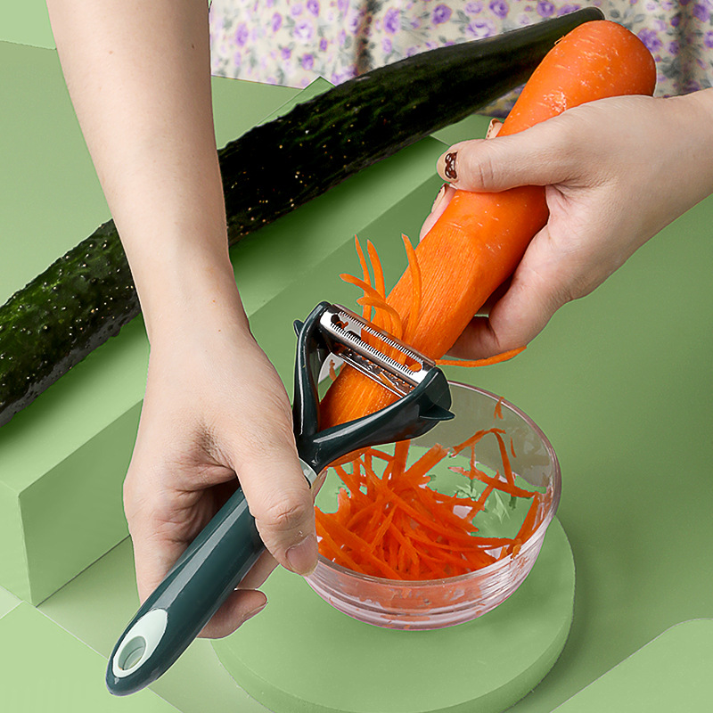 High-Profile Figure Kitchen Gadget Stainless Steel Single and Double-Headed Peeler Vegetable Melon and Fruit Long Handle Creative Peeler