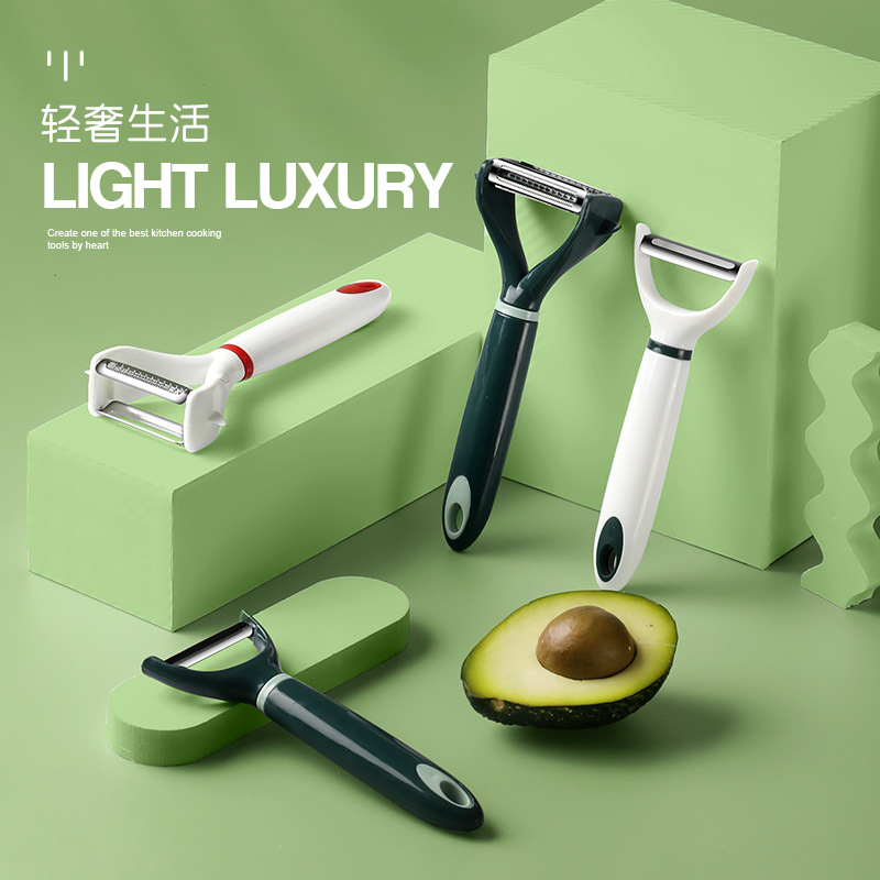High-Profile Figure Kitchen Gadget Stainless Steel Single and Double-Headed Peeler Vegetable Melon and Fruit Long Handle Creative Peeler