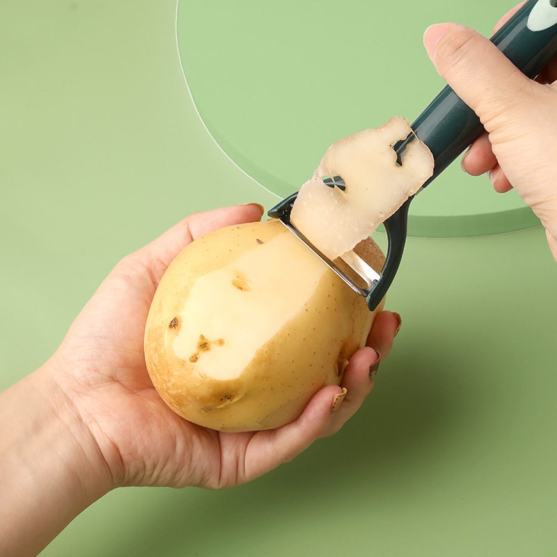 High-Profile Figure Kitchen Gadget Stainless Steel Single and Double-Headed Peeler Vegetable Melon and Fruit Long Handle Creative Peeler