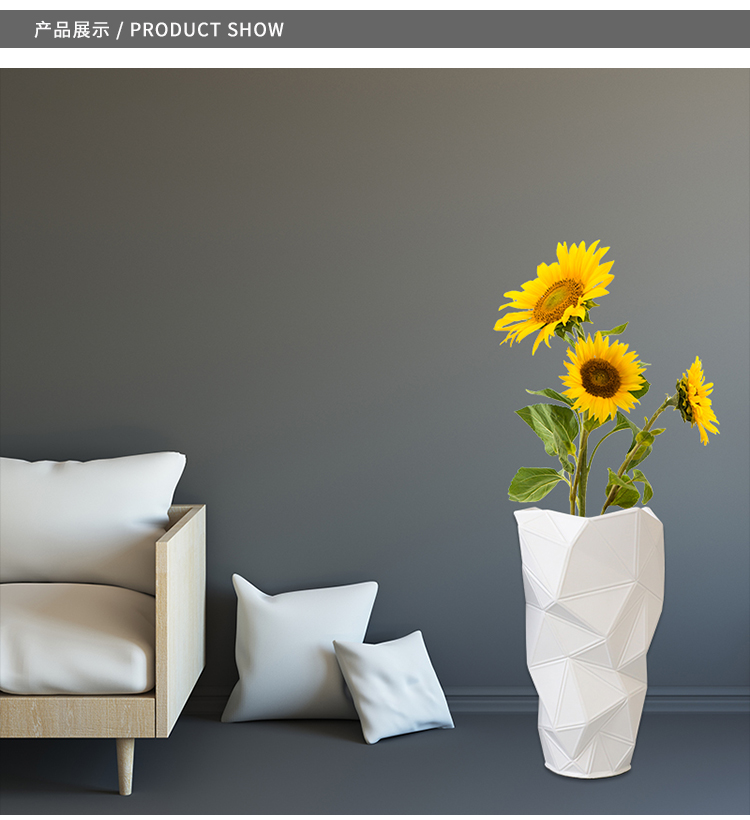 Modern Simple Triangle Vase Decoration Resin Dried Flower Model Room Living Room TV Cabinet Dining Table Decorations