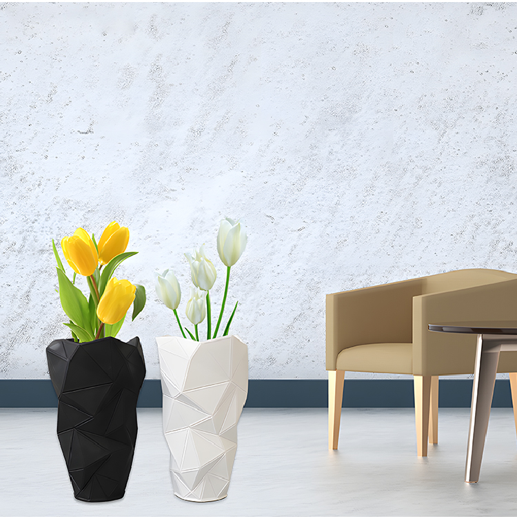 Modern Simple Triangle Vase Decoration Resin Dried Flower Model Room Living Room TV Cabinet Dining Table Decorations