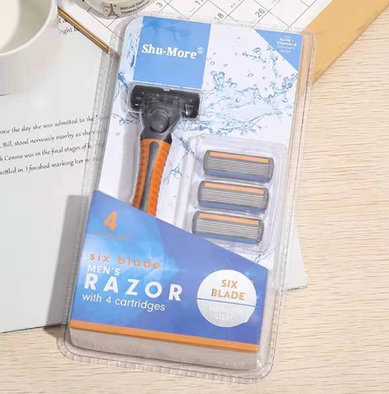 Factory Direct Sales Hotel Pogonotomy Rubber Non-Slip Handle Three-Layer Six-Layer Blade Old-Fashioned Shaver Manual Razor Factory Direct Sales Hotel Pogonotomy Rubber Non-Slip Handle Three-Layer Six-Layer Blade Old-Fashioned Shaver Manual Razor