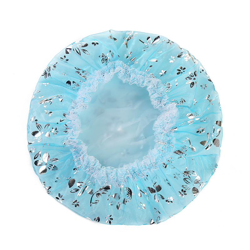 EVA double-layer bath cap ironed silver waterproof bath cap lace mesh boxed wash face makeup bath cap Yiwu Wholesale