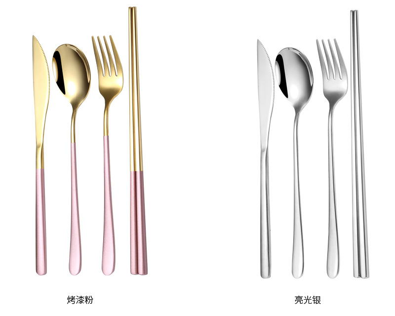 304 Korean Stainless Steel Tableware Net Red Nordic Knife and Fork Spoon Chopsticks Sets Long Handle Household Soup Spoon 304 Korean Stainless Steel Tableware Net Red Nordic Knife and Fork Spoon Chopsticks Sets Long Handle Household Soup Spoon