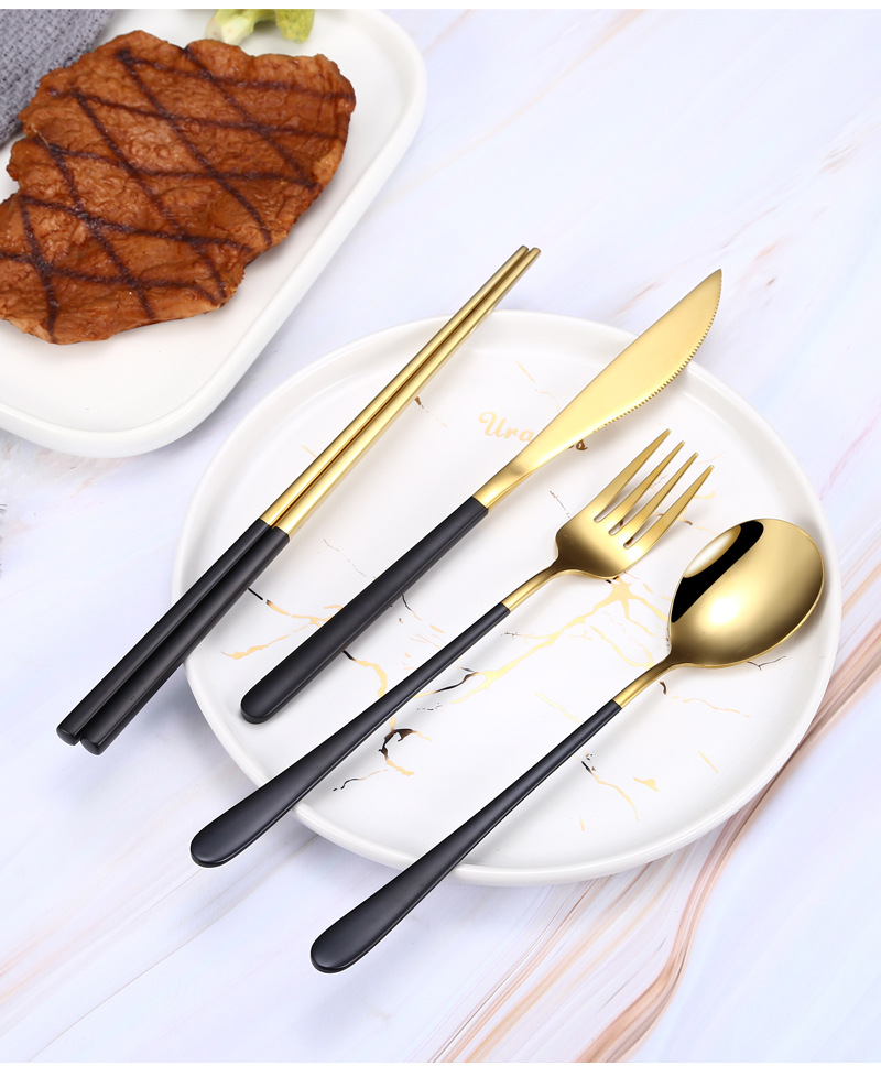 304 Korean Stainless Steel Tableware Net Red Nordic Knife and Fork Spoon Chopsticks Sets Long Handle Household Soup Spoon 304 Korean Stainless Steel Tableware Net Red Nordic Knife and Fork Spoon Chopsticks Sets Long Handle Household Soup Spoon