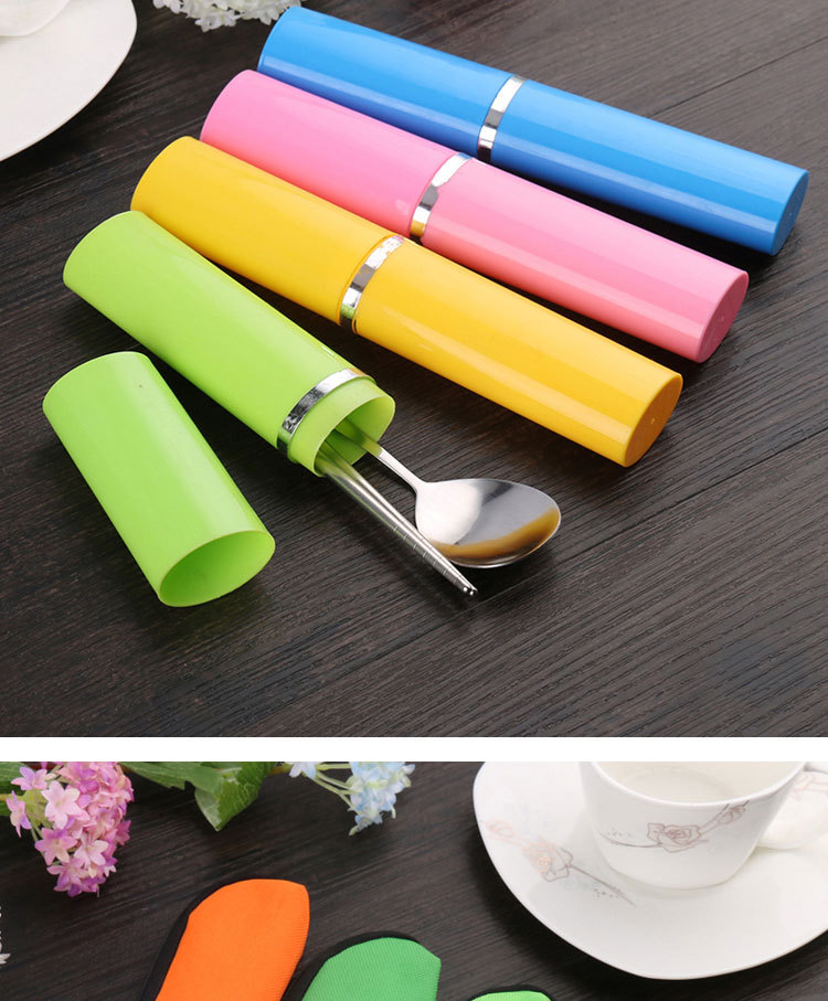 Stainless steel gift bag tableware Chinese style portable tableware set pen jar tableware spoon fork chopsticks Stainless steel gift bag tableware Chinese style portable tableware set pen jar tableware spoon fork chopsticks