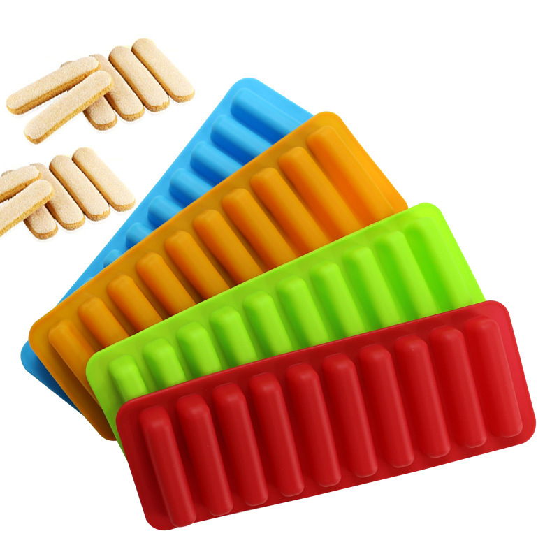 Food Grade Cylindrical Silicone Ice Cube Mold 10-Hole Finger Biscuit Ice Sucker Ice Tray Chocolate DIY Mold