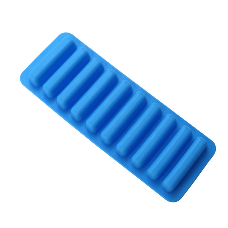 Food Grade Cylindrical Silicone Ice Cube Mold 10-Hole Finger Biscuit Ice Sucker Ice Tray Chocolate DIY Mold
