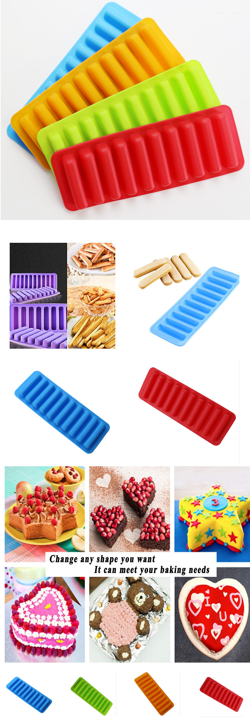 Food Grade Cylindrical Silicone Ice Cube Mold 10-Hole Finger Biscuit Ice Sucker Ice Tray Chocolate DIY Mold Food Grade Cylindrical Silicone Ice Cube Mold 10-Hole Finger Biscuit Ice Sucker Ice Tray Chocolate DIY Mold