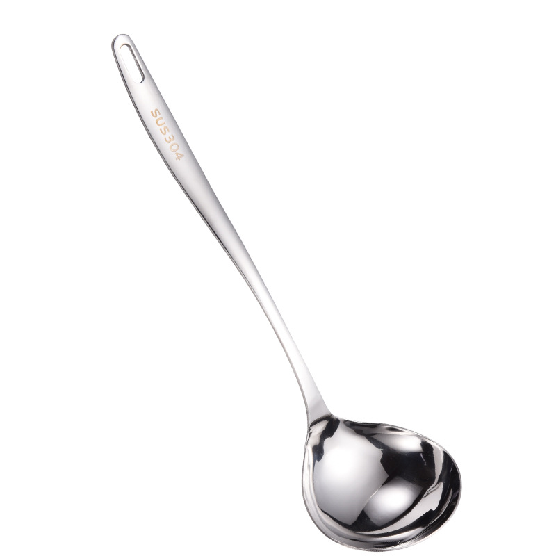 New 304 Stainless Steel Kitchenware Hot Pot Slotted Ladle Soup Spoon 6-7cm Soup Spoon and Spatula Set Heat Insulation Soup Kitchen