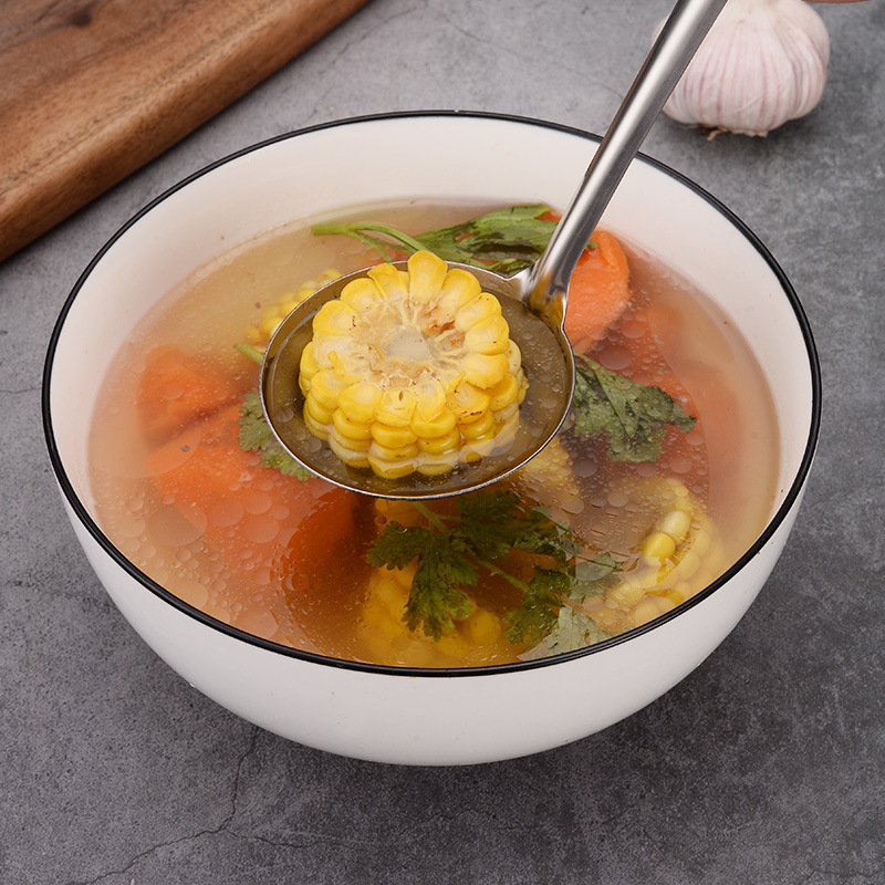 201 Stainless Steel Soup Ladle Soup Ladle Colander Hot Pot Spoon Long Handle Filter Spoon Kitchen Cooking Utensils Thickened Non-Magnetic