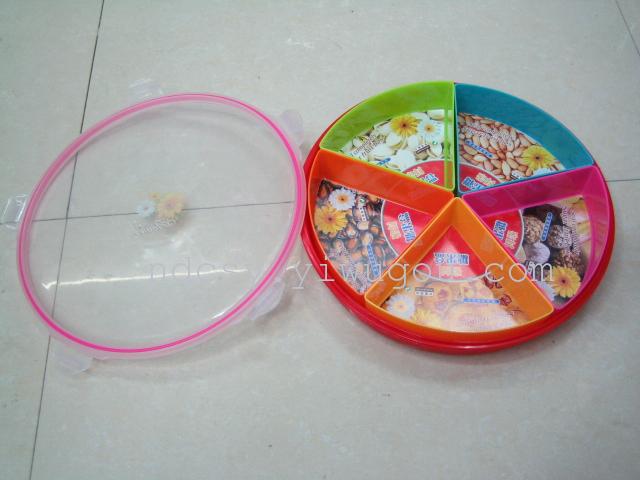 Five round sealed fruit tray