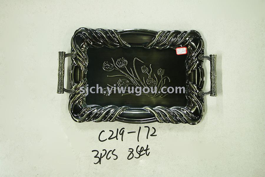 Luxury hotel KTV daily fruit tray plate printing three-set rose gold SJC219 Luxury hotel KTV daily fruit tray plate printing three-set rose gold SJC219